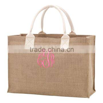 Wholesale Boutique Monogrammable Burlap Tote Bag