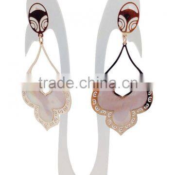 Stainless Steel newest style laser cut patterns with very pretty inlays earring