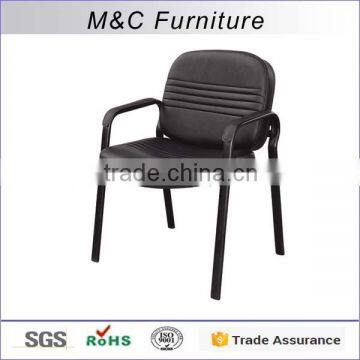 Good quality meeting room use all black metal frame pu chair