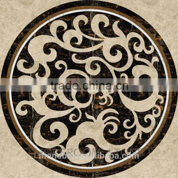 Italian Marble Flooring Design Portopo Black Marble Water jet Medallion Flooring