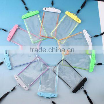 Plastic pvc waterproof bag for mobile phone with string / waterproof beach bag with zipper