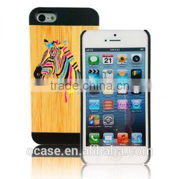 OEM/ODM color painting zebra Case PC and bamboo Phone Case two in one for Iphone 6/6 plus