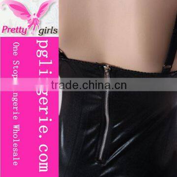 Factory Price Black Cheap Leather Catsuit Jumpsuit photo-2