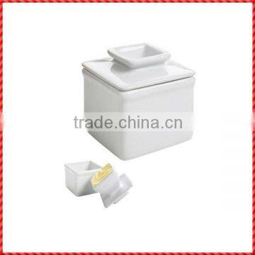 Simple design white Ceramic Butter Holder