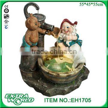 fiberglass led bear and dwarf garden waterfall