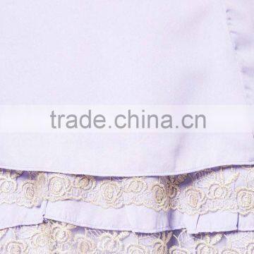 Light Purple Black Scarf White Lace Elegant Women Muslim Dress photo-2