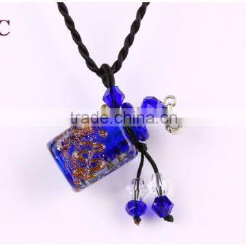 Square Shape Rope Necklace Lampwork Glass Aromatherapy Diffuser Necklace Essential Oil Pendant Wholesale