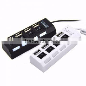 4 Ports High-Speed USB 2.0 Hub with Independent Switch and LED Indicator Lights