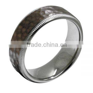 Men's Titanium Grooved Ring With Sand Stone Finish photo-5