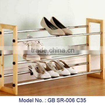 Modern Furniture Metal and Wooden Shoe Rack, metal shoe cabinet, shoe rack simple designs, stylish metal shoe rack from malaysia