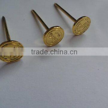 Gold Color Metal Nail Pin,custom Metal Nail With Logo Embossed,metal Lapel Pin