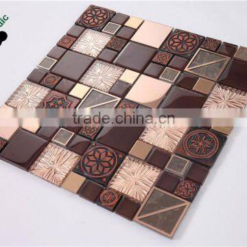 SMP21 Glass Mosaic Flower Patterns Decorative Italian Tile Non Damage Mosaic photo-2
