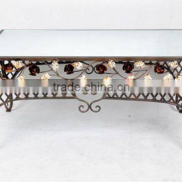 unique new style wrought Iron Coffee Table with mirror top(XY13870)