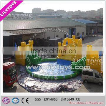 Factory price inflatable entertainment pool park/pool with giant slide/China water park playground