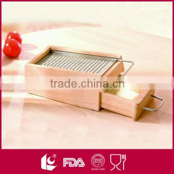 stainless steel cheese grater w/ wood case