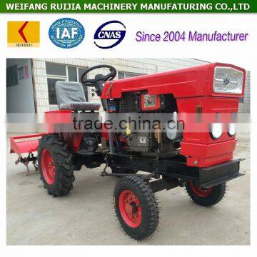 China new 4 wheels 12hp and 15hp mini tractors with implements, Good quality cheap farm tractor with tractor price list !