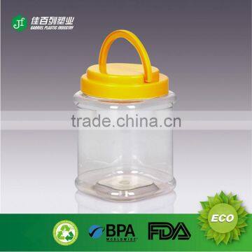 Wholesale Cheap Price 500ml Food Container With Convenient Handle Lid Plastic Bottle Transparent Plastic Jar