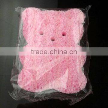 Cut pink PVA facial cleaning sponge