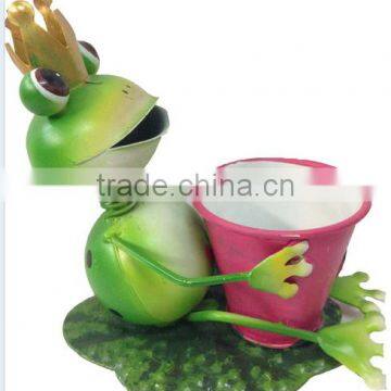 Garden Decoration Sitting Frog Metal Frog Garden Art Metal Garden Decoration Gerden Decor Stakes Metal Frog With Frlower Pot photo-5
