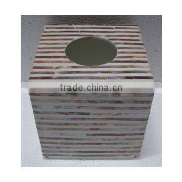 High quality brown white mother of pearl square tissue box