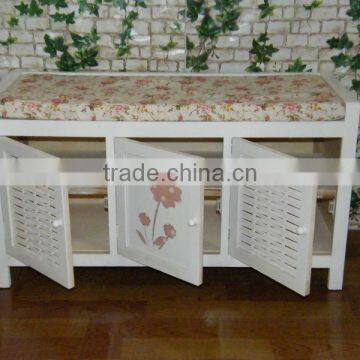 Antique Wooden Footstool Wooden Storage Cabinet Wooden Shoe Rack T10-1018 photo-3