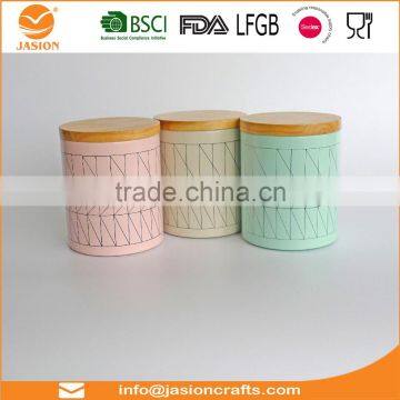 BRR0214 Customized Design Powder Coating Canister Sets With Wooden Lid photo-2