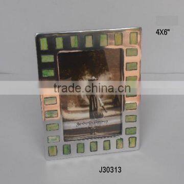 Aluminium Photo Frame with Mirror polish and rectangular green Bone mosaic