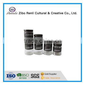 4 Pieces Large Glass Sweet Storage Jars in Different Color Metal Coat photo-3