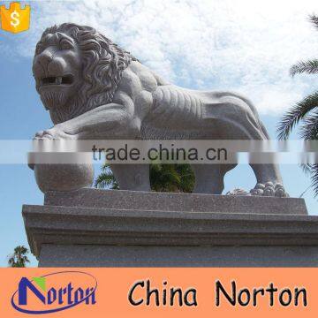 Norton huge hand carved granite roaring lions with polished ball NTBM-L016L