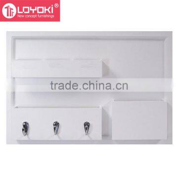 Entryway Multi Function Wood Organization Board With Pockets and Key Hooks Floating Wall Shelf With Mail Holder photo-3