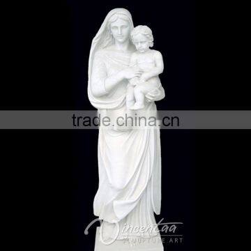 Classic garden sculpture life size marble mary and baby jesus statue hot sale