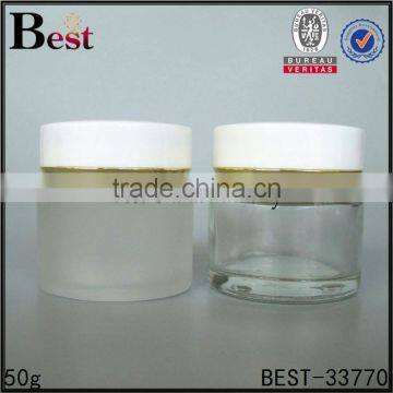 Cosmetics Best Sellers Factory Cost 50 ml Glass Jar Clear Round High Quality Glass Bottle Jar With White Plastic Lid Wholesale photo-4
