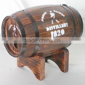 Burned Effect Dark Brown Wooden Barrel photo-2