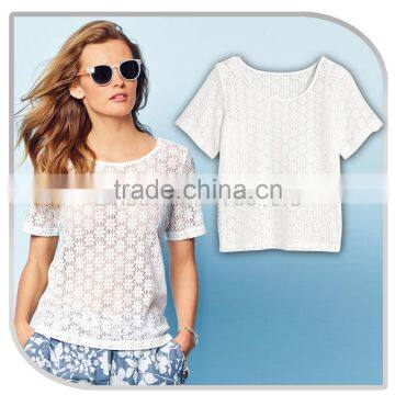 White Lady Simple Style Short Sleeve Casual Fashion Design Plus Size Clothing