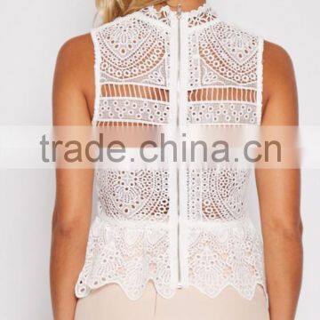 Summer Fashion Clothes Lace Crochet Women Tops Sleeveless Beachwear Sexy Tops photo-4