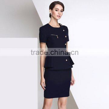 Fancy Blue Colors Sex Airline Stewardess Costume photo-2