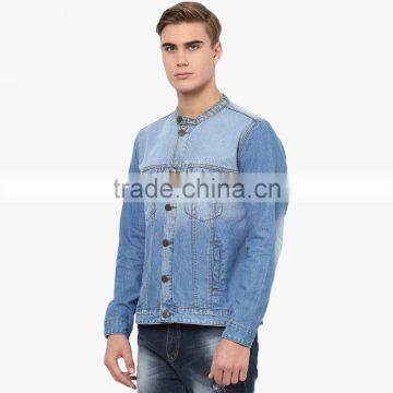 Light Blue Denim Custom Men Casual Jacket Best Selling photo-4