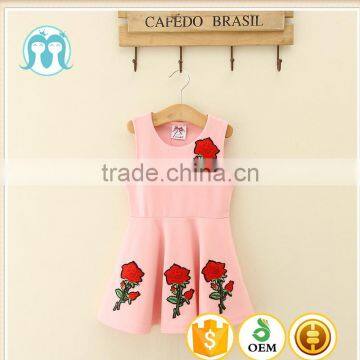 Best selling Summer Baby girls children casual dresses Cute Pink Rose flower baby girls dress one piece sweet clothes