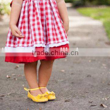 2017 Children Frocks Designs Girls Angle Sleeve Lace Plaid Christmas Party Dresses photo-4