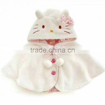 Latest 100%cotton Design Kids Cartoon Cape With Hood Coat White Baby Girls Cloak Coat photo-2