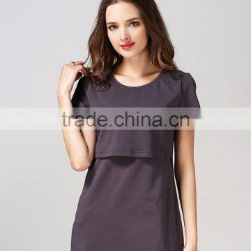 Cotton Crosswise Open Maternity T-shirt With Multi Color for Choice