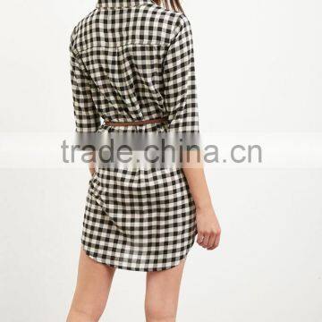 Hot Seller Slim Pencil Women Dress,grid Patterned Women Dress Shirts photo-4