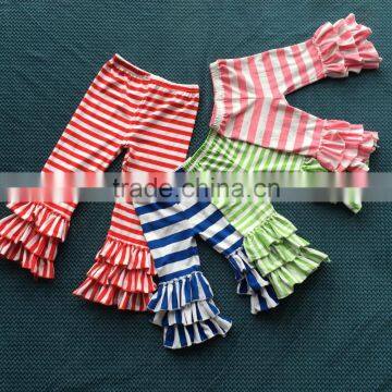 QL-391 colorful new design stripe baby ruffle pants 2016