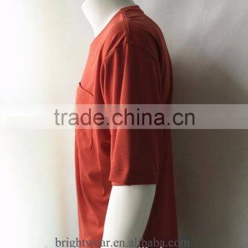 Mens Short Sleeve Birdeye Fabric Chest Pocket Plain T-shirt photo-3