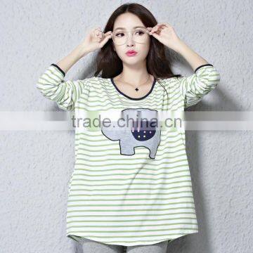 Autumn T-shirt, Maternity T-shirt, Big Size T-shirt, Long Sleeve Stripe T-shirt photo-2