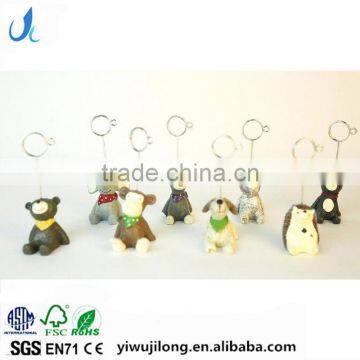 Novel cute cartoon animal shape name card paper clips stand resin craft for logo custom