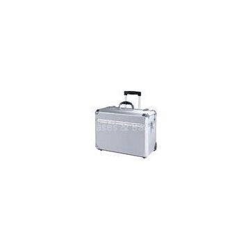 OEM Aluminum Tool Case , Silver Makeup Trolley Cosmetic Case