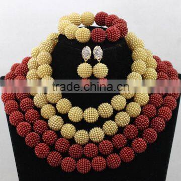 African Plastic Necklace With Bracelet Nigerian Wedding Earrings Jewelry Sets