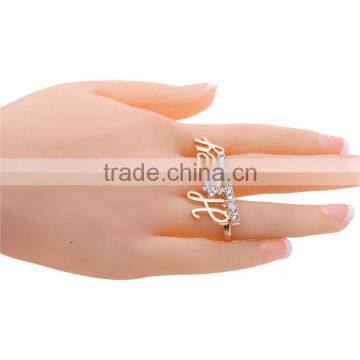 Gold-plated Rhinestone Honey Knuckle Double Finger Rings photo-2