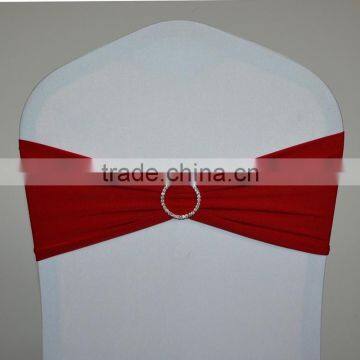 Red fancy spandex chair sashes with metal rhinestone buckle for weddings